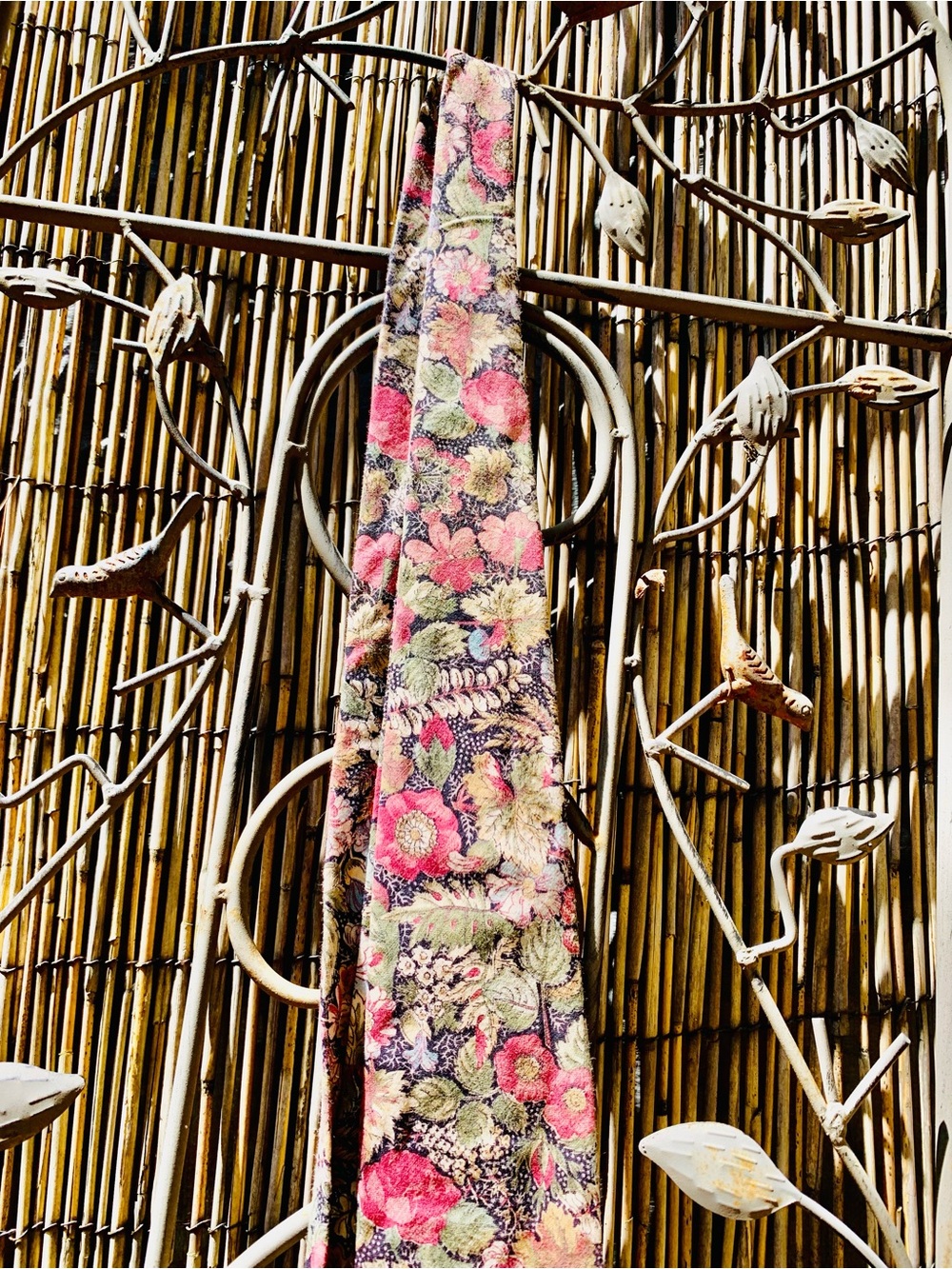 Floral Scarf in Pink, Green & Black Tie   By Structure